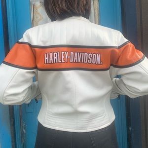 Rare Harley Davidson white leather vintage racing jacket